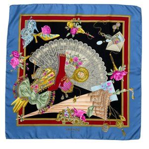 LEONARD PARIS Blue Royal Silk scarf ITALY 34.5”/ 34.5" EC